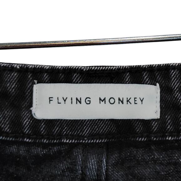 Flying Monkey Jean Women 23 Black Ultra High Rise Raw Distress Streetwear Grunge - Picture 3 of 12